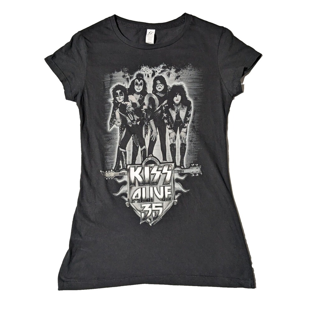 KISS ALIVE 35 2008 Tour Living Legends Women Large Black Cotton Gaziani T-Shirt